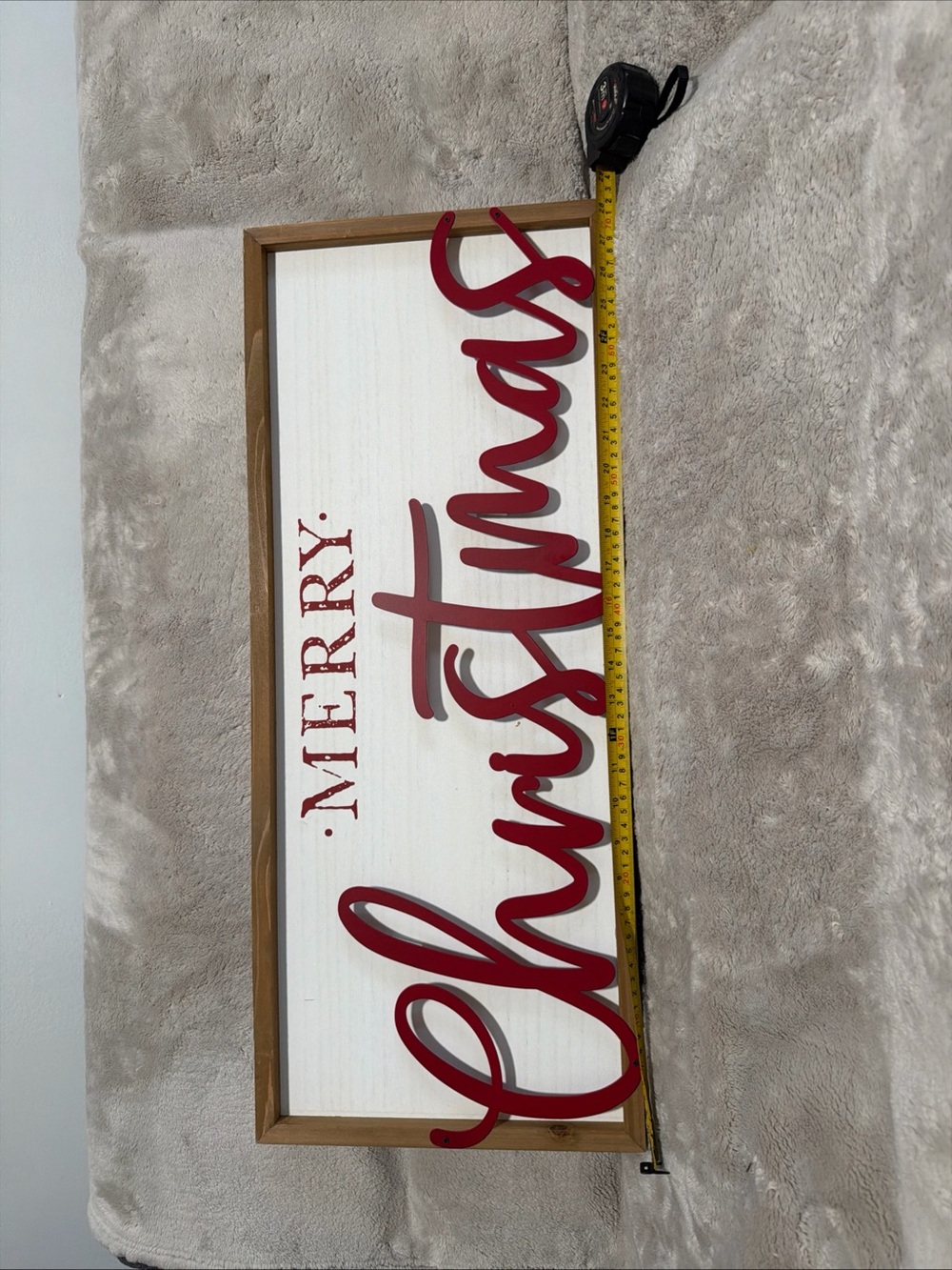 Merry Christmas Red & White Framed Holiday Wall Sign